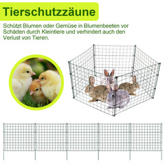 SWANEW Teichzaun Gartenzaun Metall Steckzaun Set – Gitterzaun Zaunelemente für Garten, Teichschutz & Freigehege, wetterfester & flexibler Gartenzaun