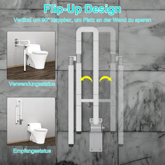 SWANEW Wandstützgriff Toilette, Klappgriff Haltegriff Dusche, Rutschfeste WC Aufstehhilfe Sicherheitsgriff