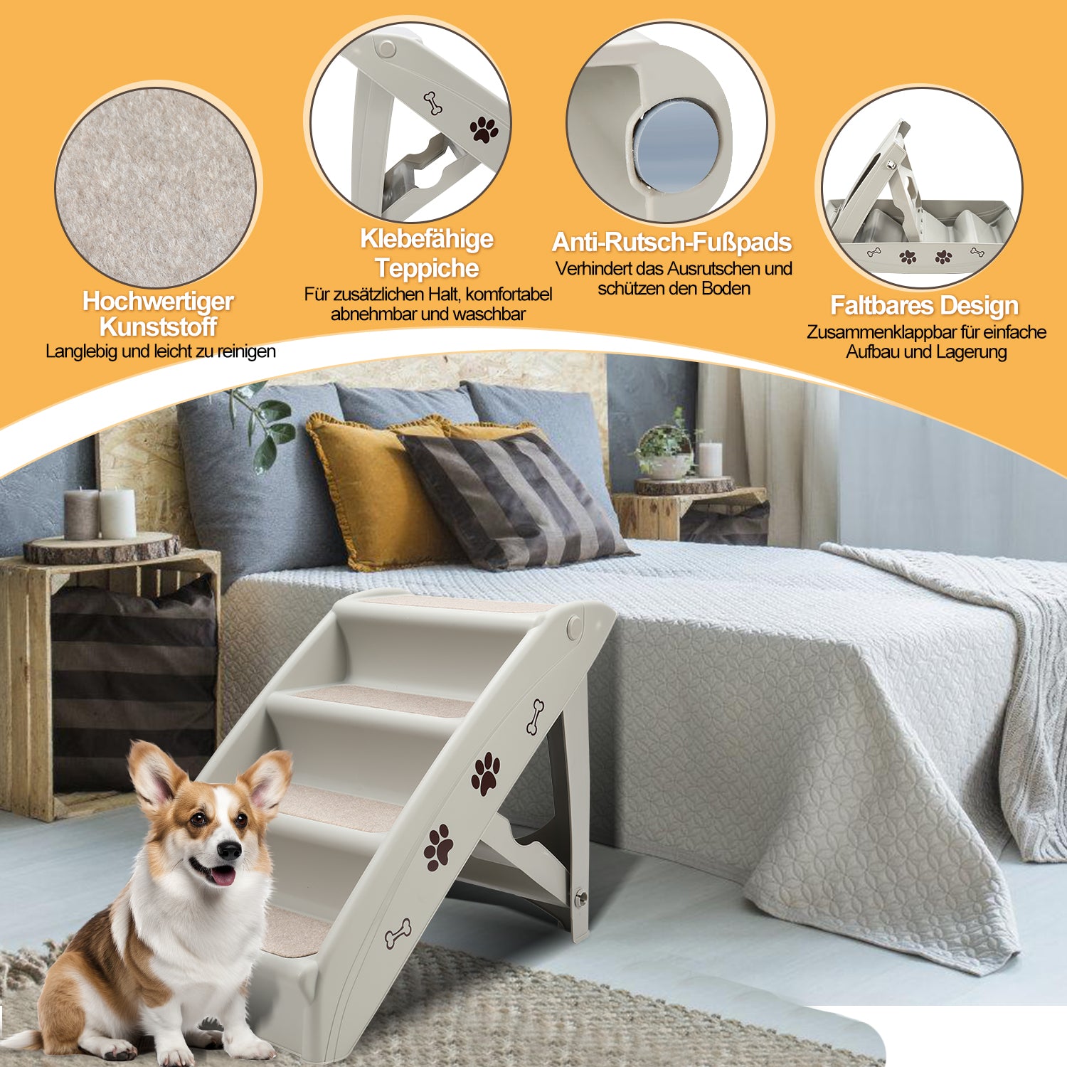 Hundetreppe klappbar 4 Stufen