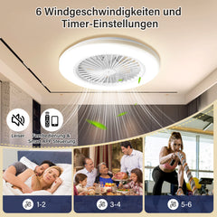 SWANEW Deckenventilator mit RGB LED Beleuchtung, 6 Geschwindigkeiten,  Stufenloses Dimmen, φ49cm, Ventilator Lüfter Deckenlampe