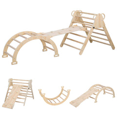 SWANEW Klettergerüst, 3-in-1 Klettergerüst mit Bogen/Rutsche/Dreieck, Indoor Lernspielzeug, Kletterdreieck, Kletterbogen kinderrutsche