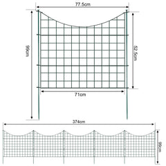 SWANEW Teichzaun Gartenzaun Metall Steckzaun Set – Gitterzaun Zaunelemente für Garten, Teichschutz & Freigehege, wetterfester & flexibler Gartenzaun
