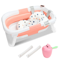 SWANEW 50L Baby Badewanne, Faltbare babywanne mit Anti Stütze, baby wanne mit Echtzeit-Temperaturmessung, Badewanneneinsatz Baby-Badewanne, für Babys 0-6 Jahre