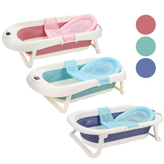 SWANEW Faltbare Baby Badewanne Babywanne mit Thermometer, Badekissen, Haarwaschbecher, babybadewanne, Babybadewanne mit gestell ab 0-3 Jahre