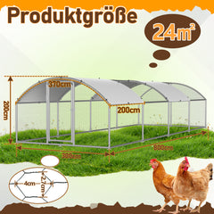 Hühnerstall Freilaufgehege 3x8x2m Kuppel Dach