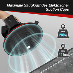 SWANEW 8 Zoll Elektrischer Vakuumheber, Saugheber, 200kg Tragkraft, 2 Akkus, Automatische Nachfüllung