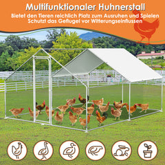 SWANEW Hühnerstall, Freilaufgehege mit Schloss, 3x4x2m, Kleintierstall Freigehege, Vogelkäfig