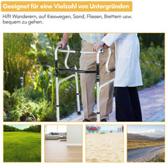 SWANEW Gehhilfe für Senioren, Gehbock Klappbarer, Gehhilfe erwachsene Gehgestell höhenverstellbar mit 2 Lenkrollen, Rutschfest Stabil Gehwagen Bis 180 kg