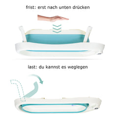 SWANEW Faltbare Baby Badewanne Babywanne mit Thermometer, Badekissen, Haarwaschbecher, babybadewanne, Babybadewanne mit gestell ab 0-3 Jahre