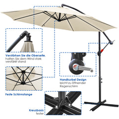 SWANEW Sonnenschirm Alu Ampelschirm mit Kurbelvorrichtung Sonnenschirm UV-Schutz & Wasserabweisende Gartenschirm