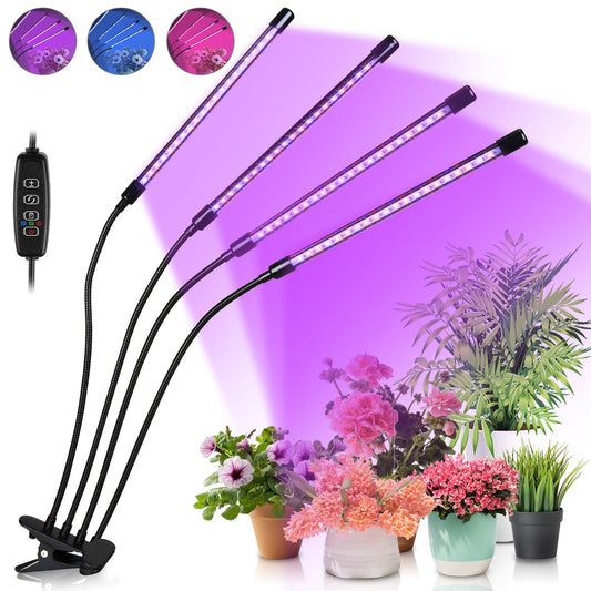 SWANEW 40W/30W Pflanzenlampe LED, 4/3 Köpfe Pflanzenleuchte, Vollspektrum Wachstumslampe mit Zeitschaltuhr