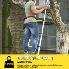 SWANEW Teleskopleiter ausziehbar 4.4 Höhe Anlege Klappleiter 150kg Belastbarkeit
