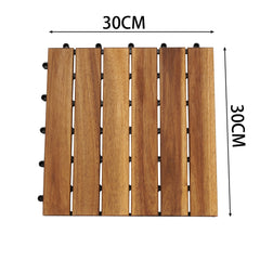 SWANEW Holzfliesen 30x30cm, Terrassenfliesen Akazienholz, Klicksystem Balkonfliesen, Gartenfliesen 6/12 Latten Zuschneidbar