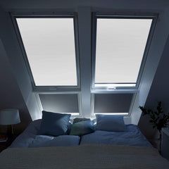 SWANEW Verdunkelungsrollo Blickdicht Grau Dachfensterrollo 100% Verdunkelung Silberner Aluminiumrahmen für Dachfenster Thermo-Rollo 206 (49.6*96.3cm)