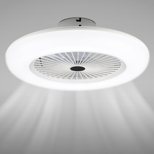 SWANEW Deckenventilator Dimmbar Leiser Kühler Weiß Beleuchtung Ventilator Lampe 80W