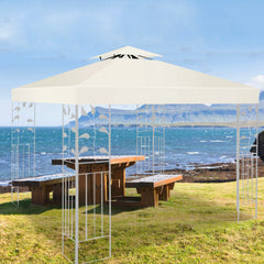 SWANEW Ersatzdach für Pavillon 3x3m Pavillondach Beige, Doppeldach für Garten, Dachplane Ersatzdach Ersatzbezug, Wasserdicht