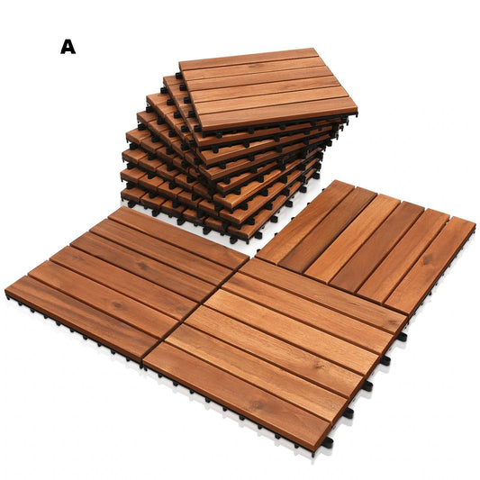 SWANEW Holzfliesen 30x30cm, Terrassenfliesen Akazienholz, Klicksystem Balkonfliesen, Gartenfliesen 6/12 Latten Zuschneidbar
