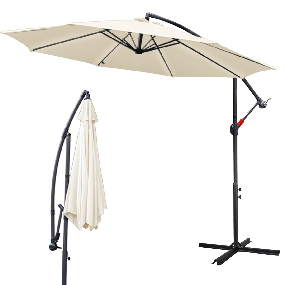 SWANEW Sonnenschirm Alu Ampelschirm mit Kurbelvorrichtung Sonnenschirm UV-Schutz & Wasserabweisende Gartenschirm