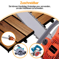 SWANEW Holzfliesen 30x30cm, Terrassenfliesen Akazienholz, Klicksystem Balkonfliesen, Gartenfliesen 6/12 Latten Zuschneidbar